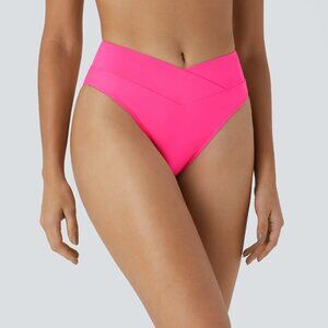 NWT Halara Crossover Bikini Neon Pink Bottom Swimsuit Sz M